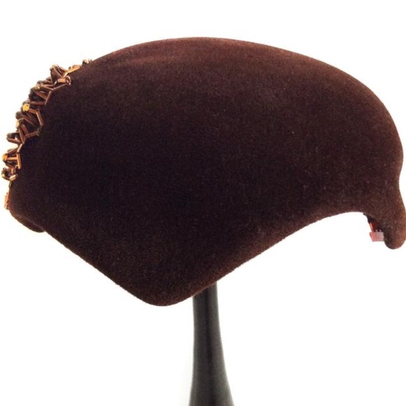 Vintage Carol Velour Beaded Hat main image 4